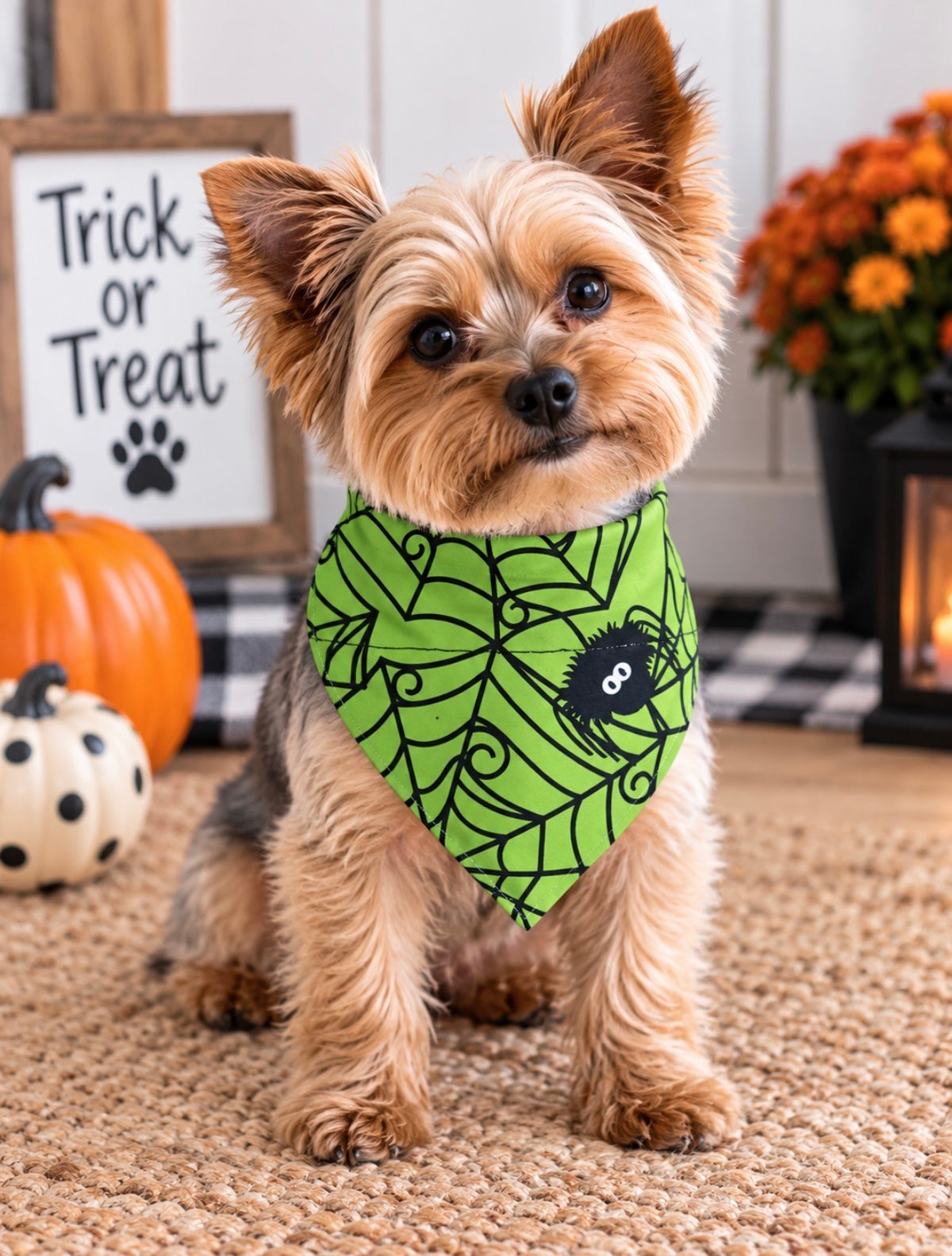 Small Spooky Spiderweb Halloween Dog Bandana