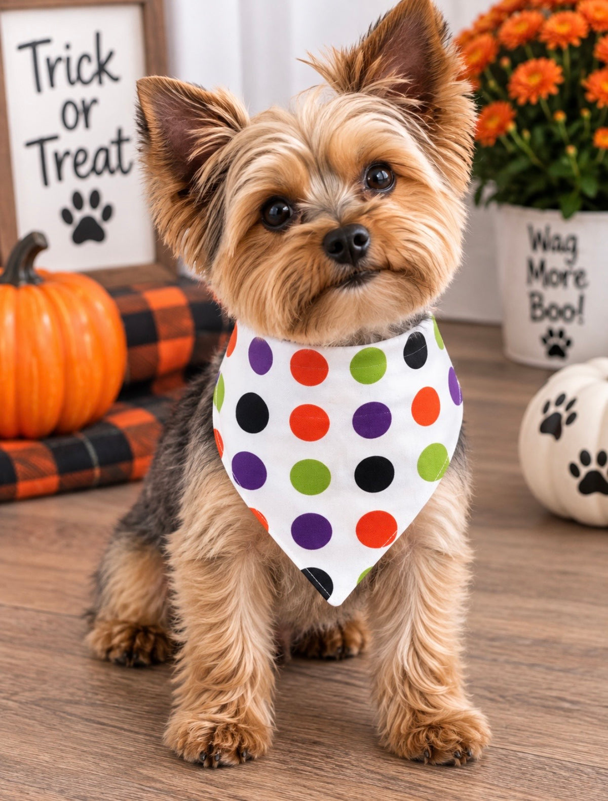 Small Halloween Polka Dot Dog Bandana