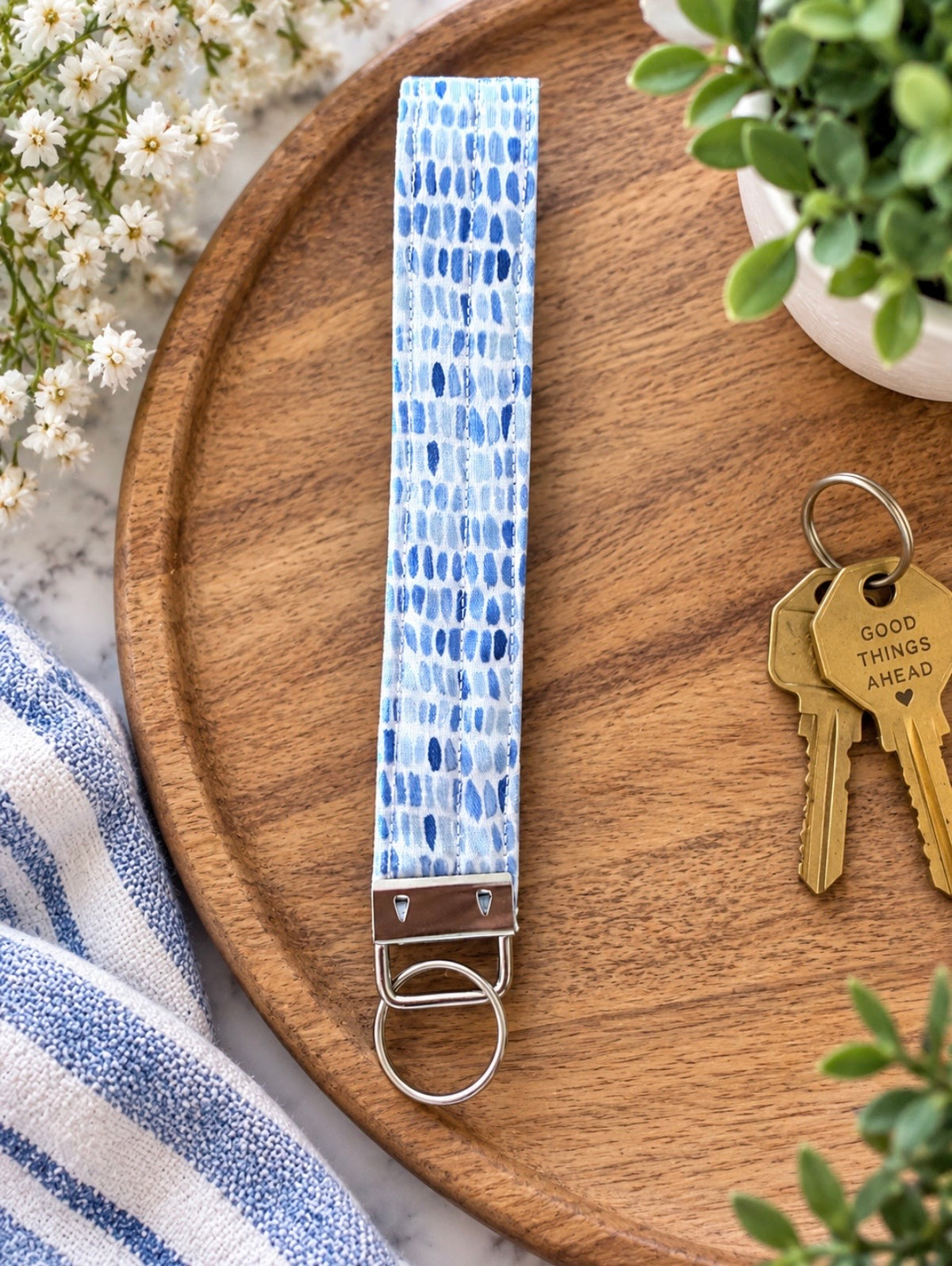 Handmade Fabric Wristlet Keychain