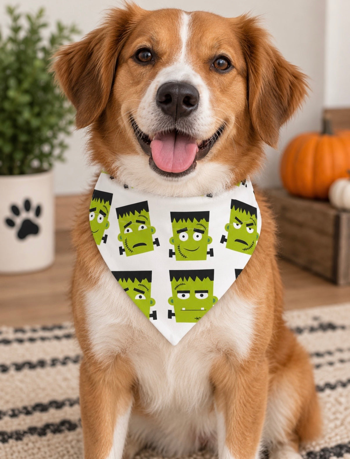 Medium Frankenstein Halloween Dog Bandana