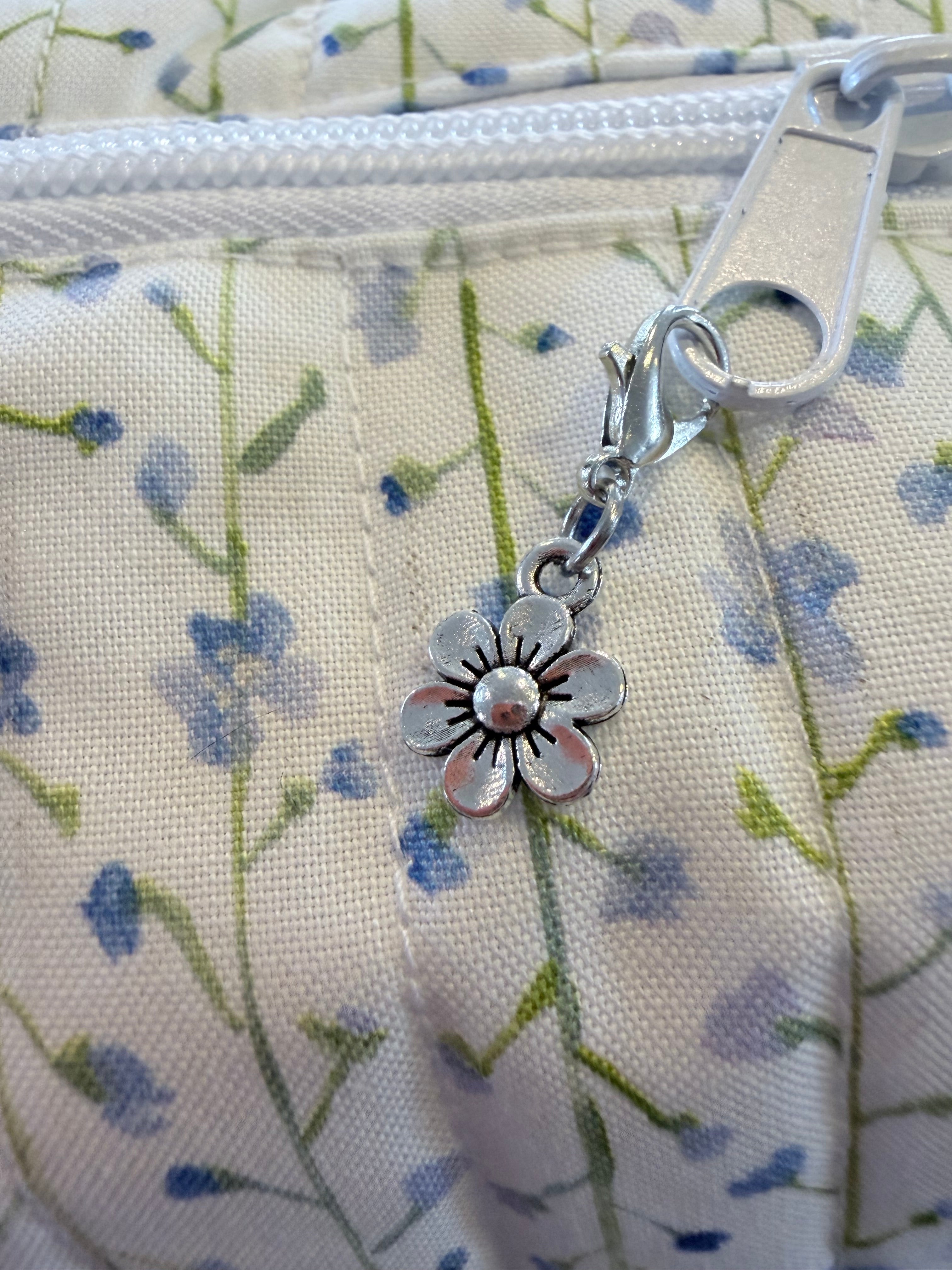 Blue Floral Quilted Makeup Bag | Handmade Cosmetic Pouch