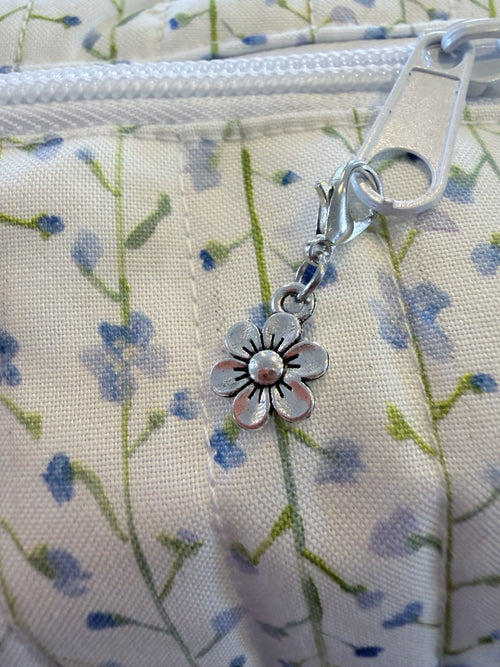 Blue Floral Quilted Makeup Bag | Handmade Cosmetic Pouch