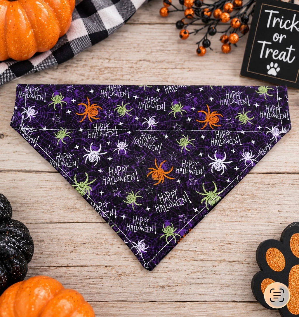 Small Happy Halloween Spider Dog Bandana