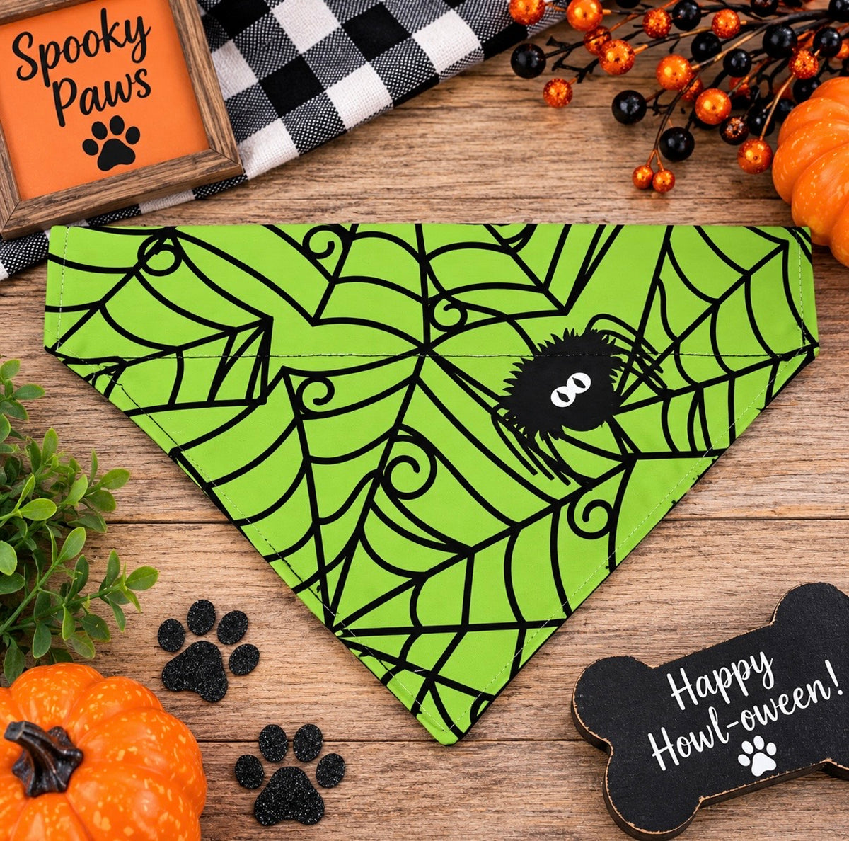 Small Spooky Spiderweb Halloween Dog Bandana