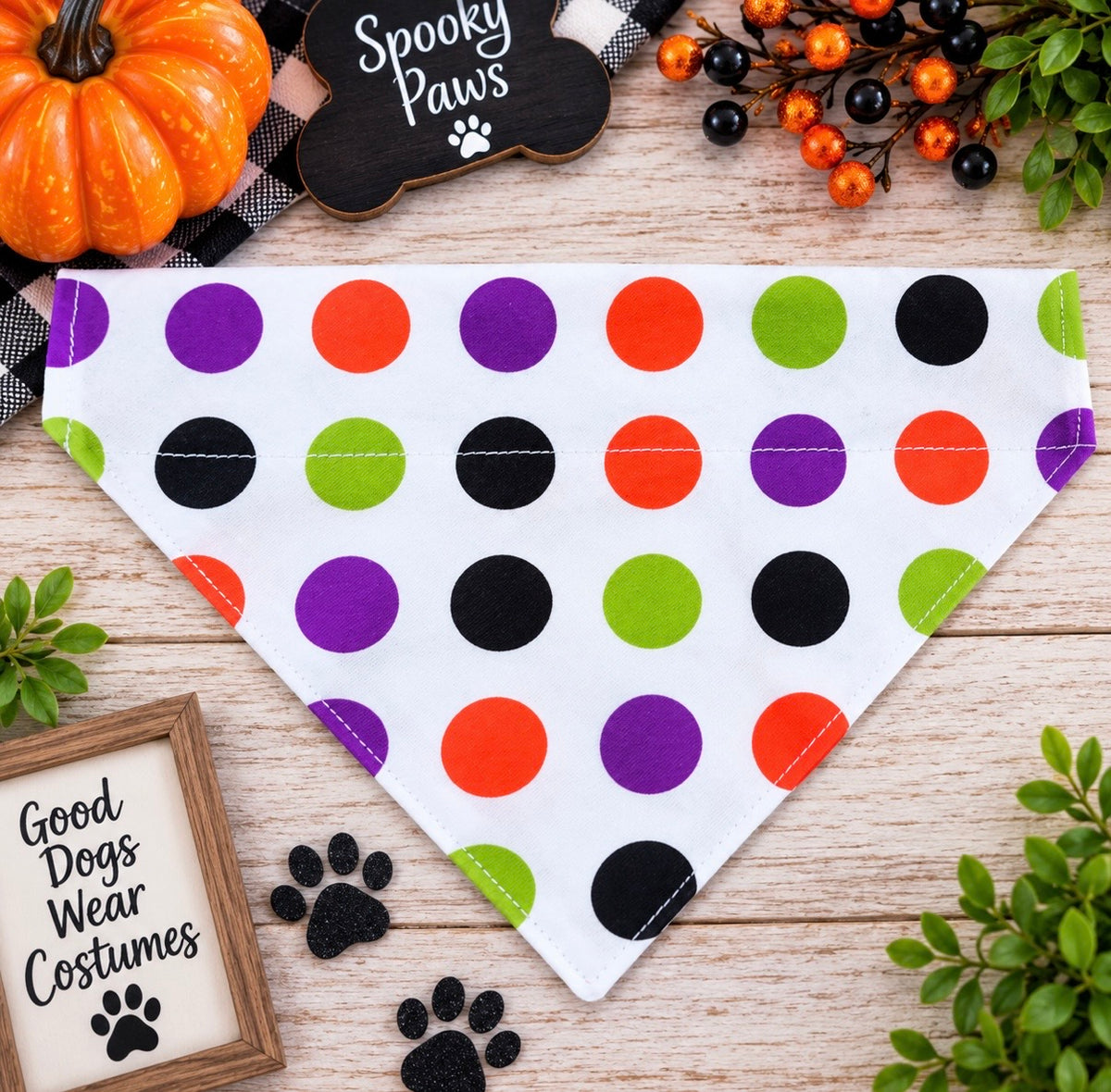 Small Halloween Polka Dot Dog Bandana