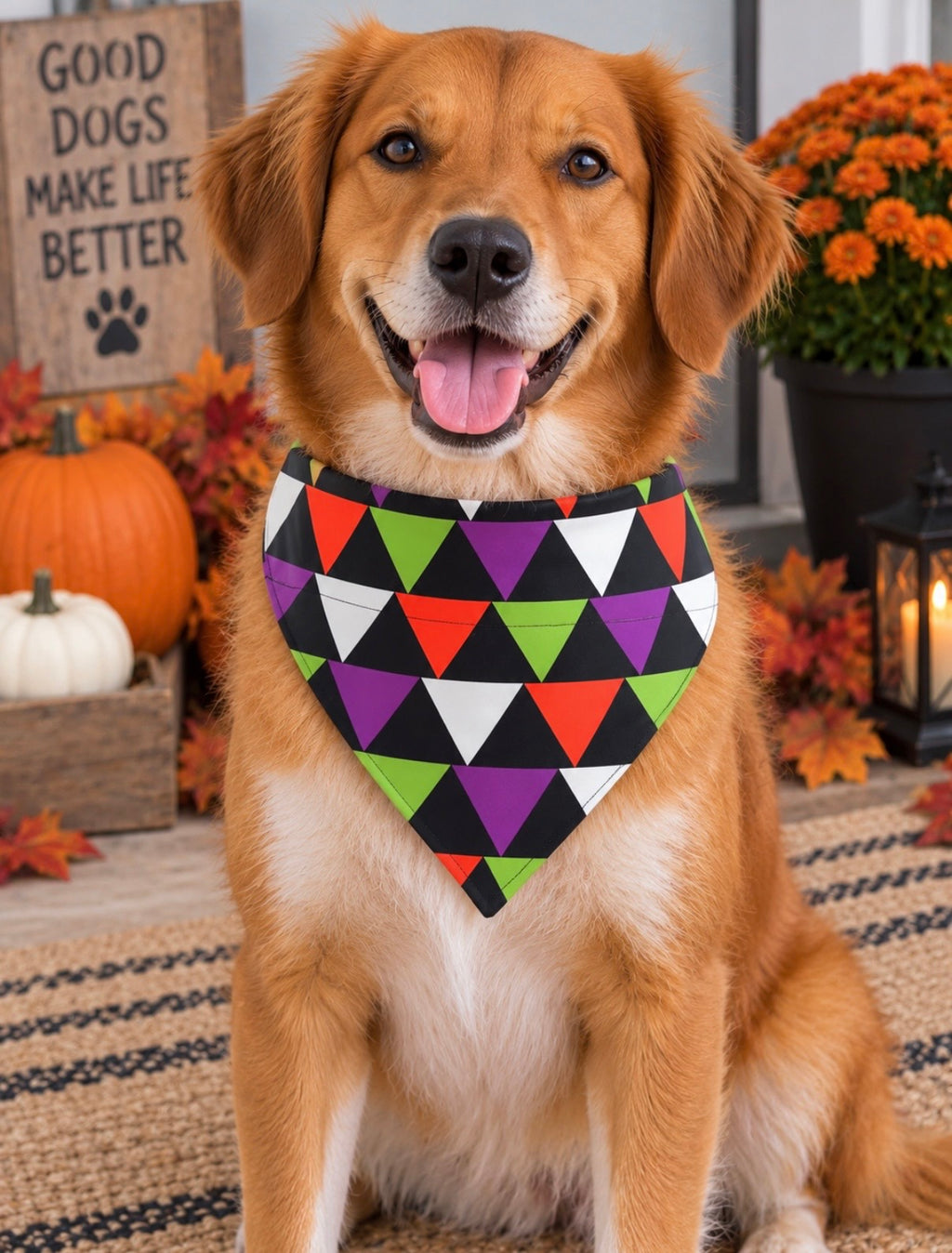 Medium Halloween Geometric Dog Bandana