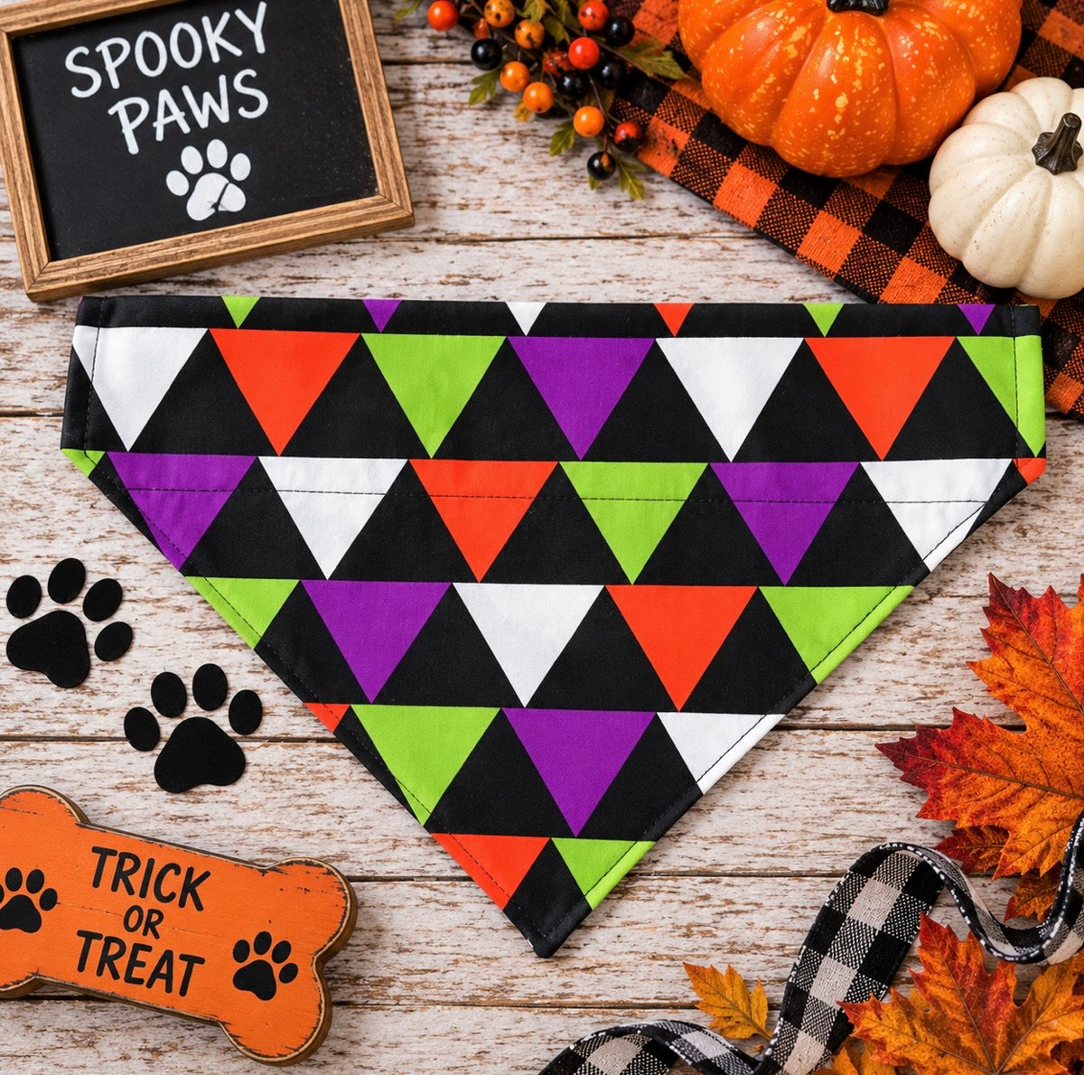 Medium Halloween Geometric Dog Bandana